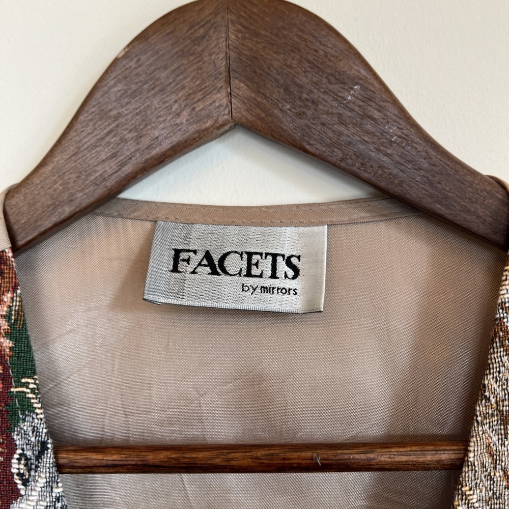 Vintage Facets by Mirrors Cat Tapestry Vest Womens M Multicolor Buttons VTG - Picture 5 of 9